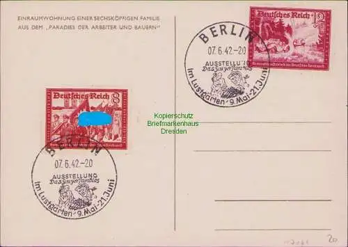 B17044 Erinnerung Postkarte Deutsches Reich 1942 Ausstellung Das Sowjet Paradies