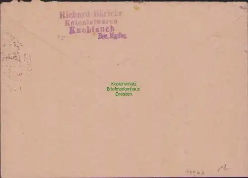 B17063 DR Deutsches Reich Brief Landposstempel Knoblauch 1943 Großwusterwitz