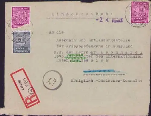 B16778 R-Brief SBZ Westsachsen 1946 an Rotes Kreuz Kriegsgefangene Russland