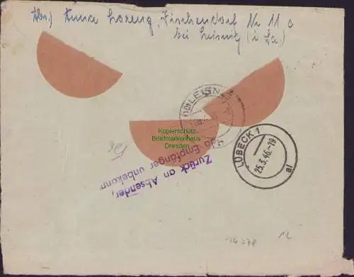 B16778 R-Brief SBZ Westsachsen 1946 an Rotes Kreuz Kriegsgefangene Russland