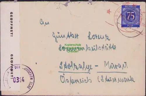 B16769 Brief Zivilzensur Britsche Zone München roter Stempel nach Österreich Ste