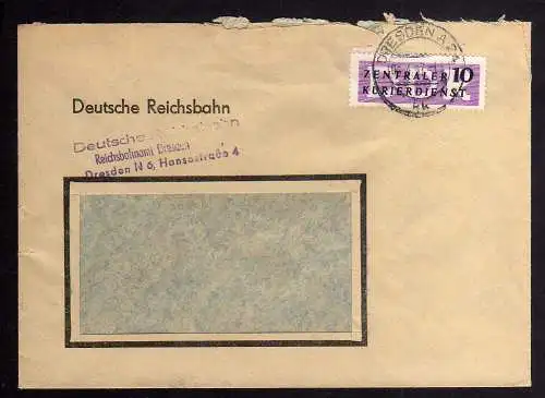 B1648 DDR ZKD 6 Ortsbrief Dresden Deutsche Reichsbahn Reichsbahnamt Hansastr. 4