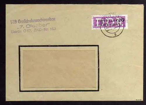 B1645 DDR Aufdruck Kontrollzahlen 1608 Berlin ZKD 150 Brief VEB Großdrehmaschine