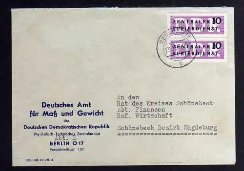 B1655 DDR ZKD 2x 6 Brief Deutsches Amt für Maß und Gewicht Berlin ZKD 137 nach S