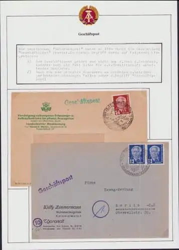 B15949 DDR ZKD 2x Brief anstelle Behördenpost jetzt Geschäftspost Schwerin