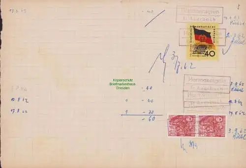 B15293 DDR Hartmannsgrün Kr. Auerbach Landpoststempel Seite Einlieferungsbuch