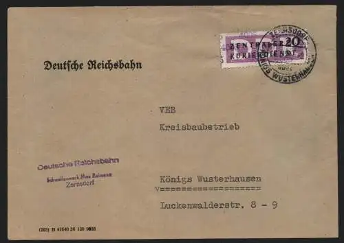 B13910 DDR ZKD Brief 1957 11 4005 K.-Wusterhausen Zernsdorf Deutsche Reichsbahn