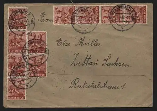 B12859 SBZ Brief Währungsreform Zehnfachfrankatur 1948 Köthen Anhalt 2 Land