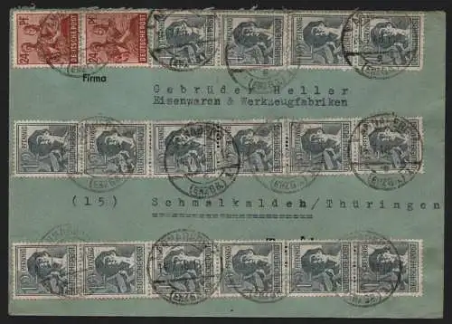 B12863 SBZ Brief Währungsreform Zehnfachfrankatur 1948 Annaberg Erzgeb. 14.7.