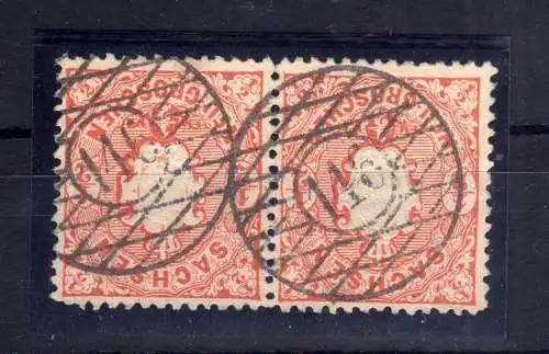 B1298 Sachsen 2x15 Paar Nr-Stempel 146 Grosshartmannsdorf