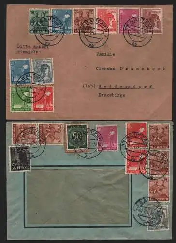 B12941 SBZ 2x Brief Währungsreform Zehnfachfrankatur 1948 Bautzen n. Heidersdorf