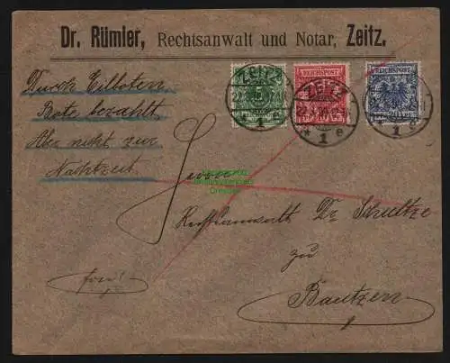 B12003 Brief DR Krone Adler 1899 Zeitz Eilboten nach Bautzen