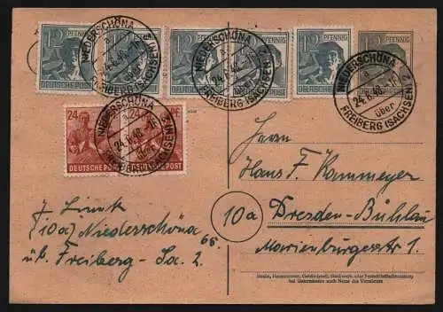 B11852 SBZ Währungsreform Zehnfach 1948 Ganzsache Wertstempel eingerechnet