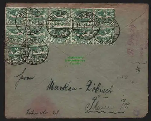 B11538 Brief Oberschlesien Miechowitz Kr. Beuthen Oberschl. 1921 nach Plauen