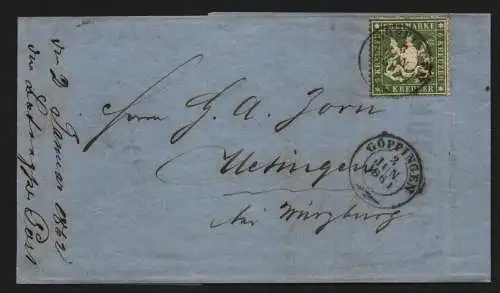 B11754 Brief Württemberg 18 x Göppingen nach Uettingen 1861