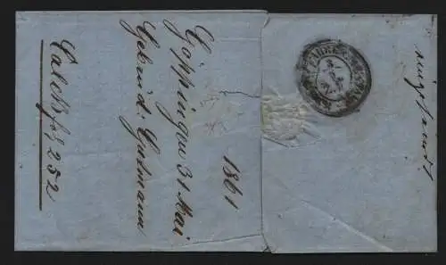 B11754 Brief Württemberg 18 x Göppingen nach Uettingen 1861