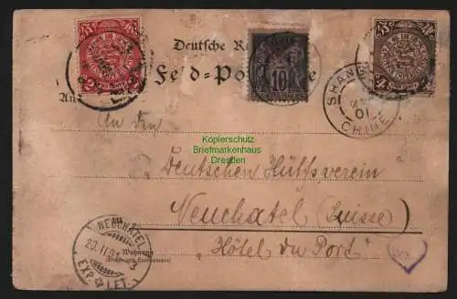 B11510 Postkarte Shanhai China Chine 1901 nach Neuchatel Schweiz