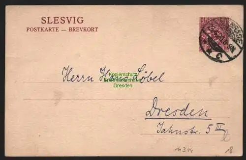 B11344 Abstimmungsgebiet Slesvig Ganzsache Bedarf Aabenraa Apenrade 1920