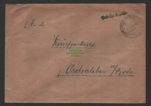 B10183 Brief SBZ Gebühr bezahlt Kroppenstedt Kr. Oschersleben 1949 an Sparkasse