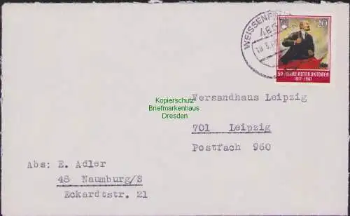 B-17881 Brief DDR 1967 Portobetrug FDJ Spendenmarke unbeanstandet Wernigerode