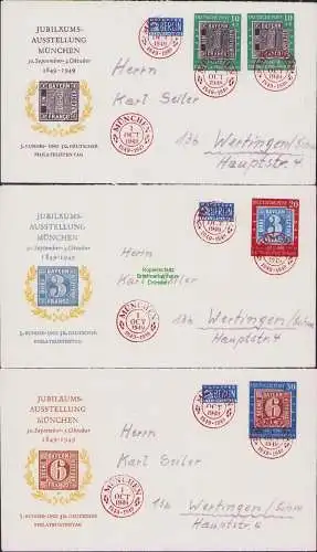 B-17849 Brief BRD Bund 113 115 je roter SST 100 Jahre Deutsche Briefmarken 1949