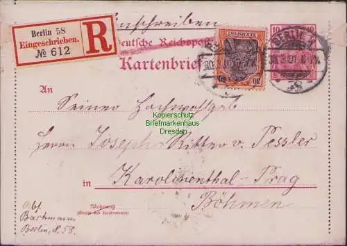 B-17861 Kartenbrief Einschreiben Berlin 1901 Germania Reichspost Karolinenthal