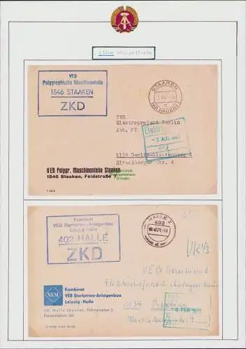 B-17713 2x Brief ZKD Kastenstempel Absenderstempel mit PLZ Staaken 1967 Halle