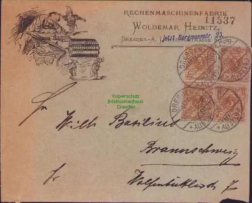 B-17584 Brief Deutsches Reich DR 45 Dresden 1899 Rechenmaschinenfabrik Heinitz