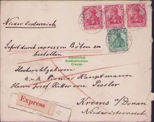 B-17862 Brief Express Charlottenburg 1902 nach Krems Donau Niederösterreich