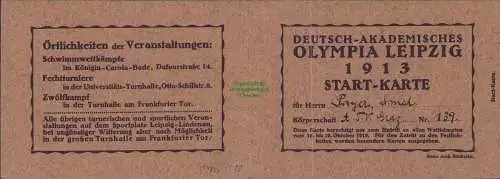 B-17852 Leipzig 1913 Start Karte Deutsch Akademisches Olympia Leipzig