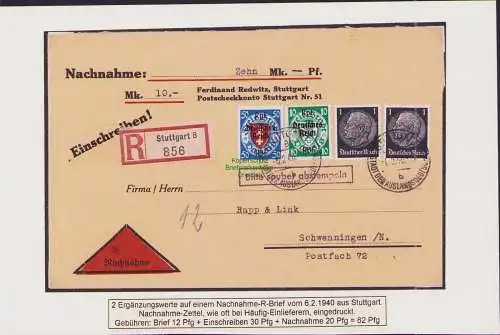 B-16549 Brief DR Deutsches Reich mit 2x 1 Pfennig Hindenburg + 720 727 Danzig