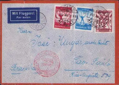 B-16665 Brief Ungarn Flugpost 509 Budapest über Berlin nach Brasilien 1935