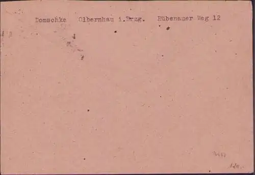 B-16647 Brief SBZ Sächsische Schwärzung Olbernhau 4.7.45 1945 auf Hindenburg 514