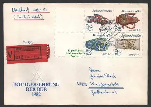 B-14631 DDR 1982 2667 - 2670 Meissener Porzellan Böttger Ehrung FDC a. Wertbrief