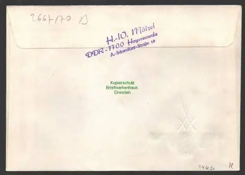 B-14631 DDR 1982 2667 - 2670 Meissener Porzellan Böttger Ehrung FDC a. Wertbrief