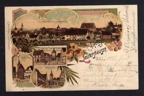 97902 AK Leutershausen Litho 1899 Stadtkirche Rathaus