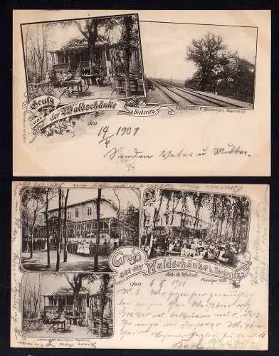 97671 2 Ansichtskarte Magdeburg Biederitz Waldschänke 1901 Restaurant Biergarten