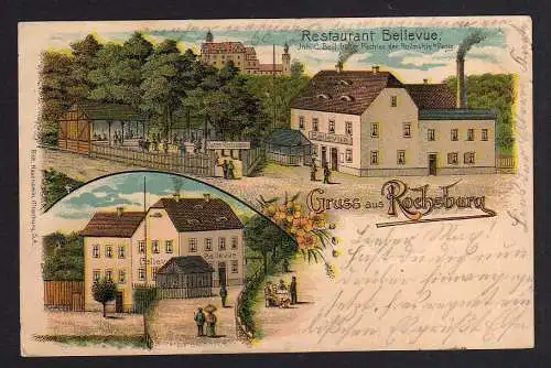 97775 Ansichtskarte Litho Gruss aus Rochsburg 1901 Restaurant Bellevue