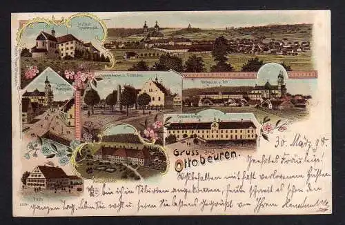 97907 AK Ottobeuren Litho 1898 Institut Klosterwald Post Rathaus Brauerei Geiger