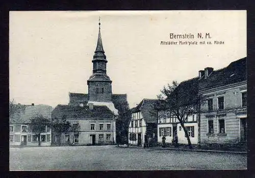 95747 AK Bernstein Neumark Markt Kirche Bäckerei Gasthof um 1915