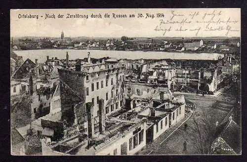 96495 AK Szczytno Ortelsburg nach der Zerstörung durch die Russen 1914