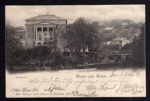 93661 AK Guben 1899 Stadttheater Seitenansicht vom Fluss aus