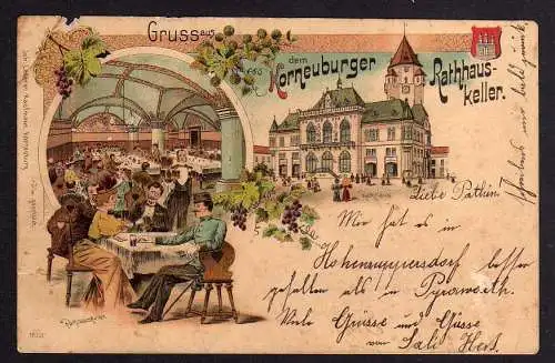 86511 AK Korneuburg Gasthaus Rathauskeller 1900 Litho