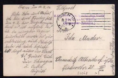 87068 AK Posen Dominsel 1916 feldpost Grenadier Kaserne