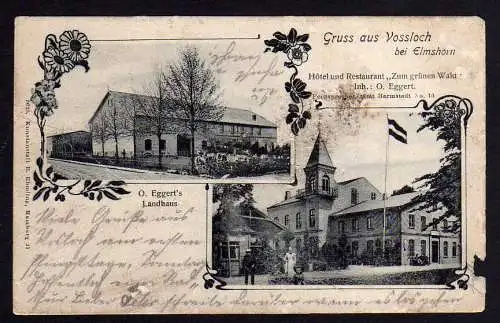 78869 Ansichtskarte Vossloch bei Elmshorn 1905 Eggerts Landhaus Hotel Restaurant zum grünen