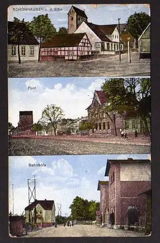 79429 Ansichtskarte Schönhausen an der Elbe Post Bahnhöfe um 1925