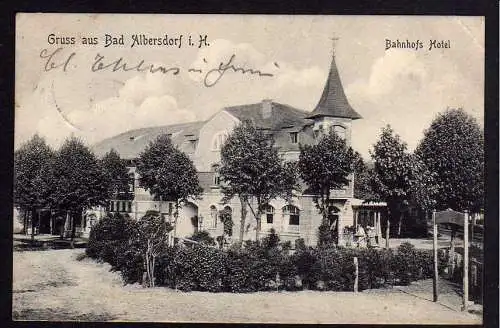 79201 Ansichtskarte Bad Albersdorf Bahnhofshotel 1912