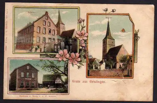 79104 Ansichtskarte Geislingen Litho 1911 Gasthaus Stern Schule Kirche