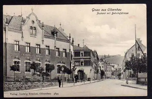 79470 Ansichtskarte Olbernhau  Postamt Bahnhofstrasse 1918