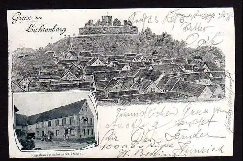 79566 AK Baumholder Lichtenberg Gasthaus zum Schwarzen Ochsen 1900 Künstlerkarte